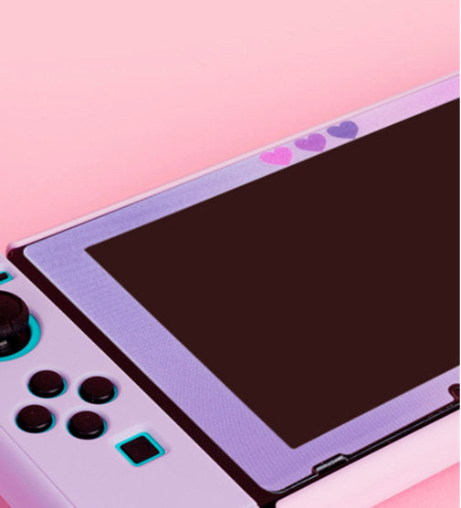 Load image into Gallery viewer, Pink Purple Nintendo Switch Screen Protector - Tempered Glass Hearts Border