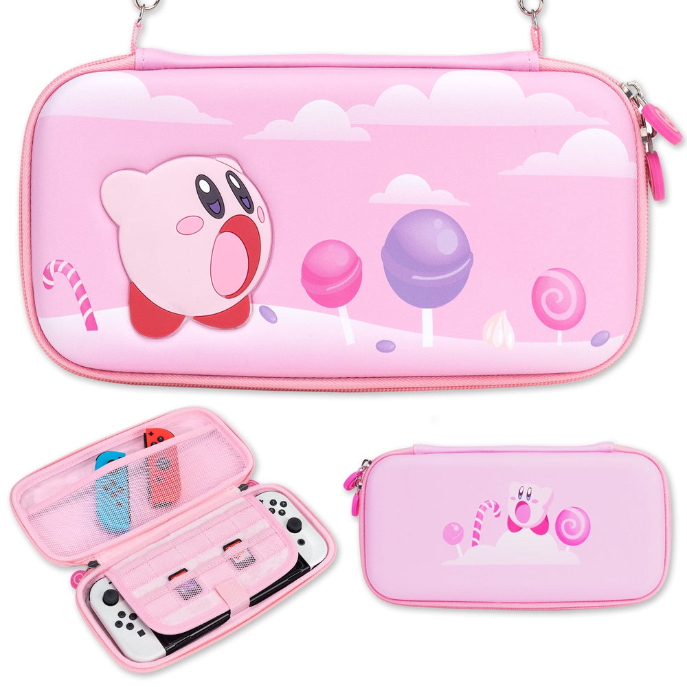 Load image into Gallery viewer, Kirby Bundle – Kawaii Pink Nintendo Switch Standard, Lite, OLED Case Carry Grips
