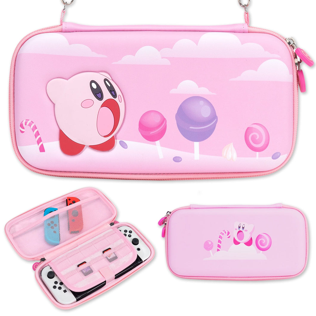 Kirby Bundle – Kawaii Pink Nintendo Switch Standard, Lite, OLED Case Carry Grips