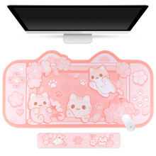 Load image into Gallery viewer, Sakura Cat Mousepad - Kawaii Desk Mat Mouse Pad with Wrist Support