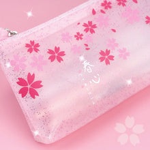 Load image into Gallery viewer, Sakura Pouch - Cute Glitter Clear Pink Pen Pencil Makeup Bag
