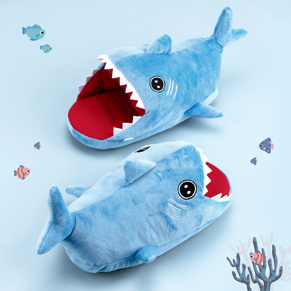 Load image into Gallery viewer, Shark Slippers - Blue Animal Home Shoes for Women