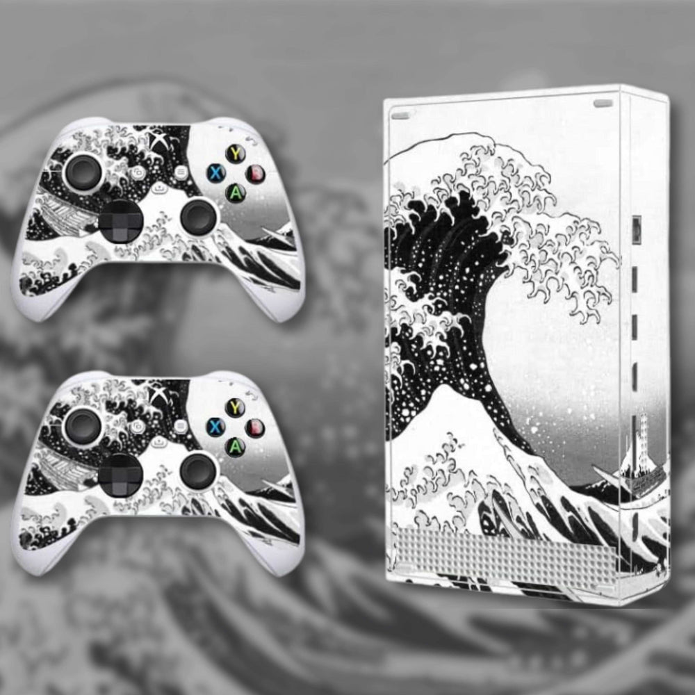 Load image into Gallery viewer, Wave Xbox Skin | Japanese Black White Vinyl for Xbox Series S or X