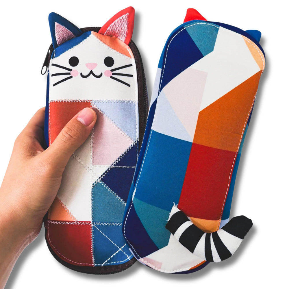 Load image into Gallery viewer, Cat Pencil Case Set | 3 Piece Kawaii Kitty Pouch Set with Coin Purse &amp; Keychain