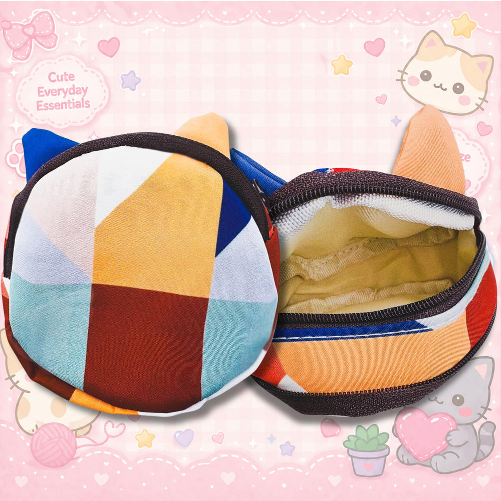 Load image into Gallery viewer, Cat Pencil Case Set | 3 Piece Kawaii Kitty Pouch Set with Coin Purse &amp; Keychain