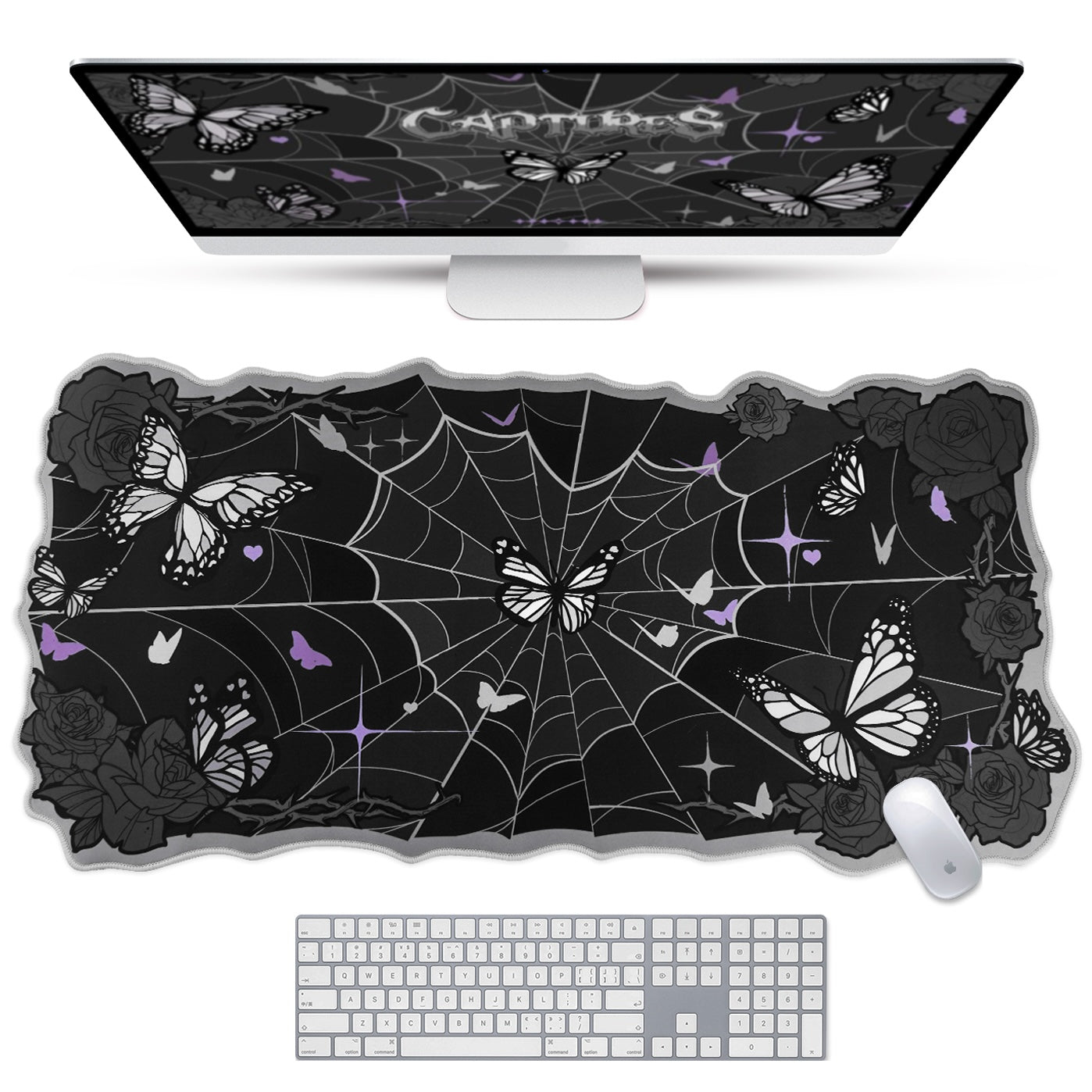 Butterfly Desk Pad | Rose Spider Web Halloween Witch Gothic