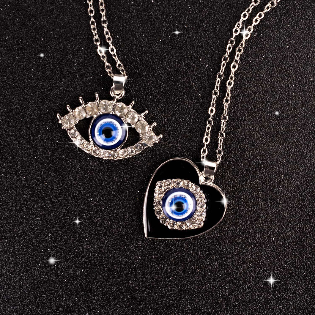 Evil Eye Necklaces - 2 Pack Protection Jewelry