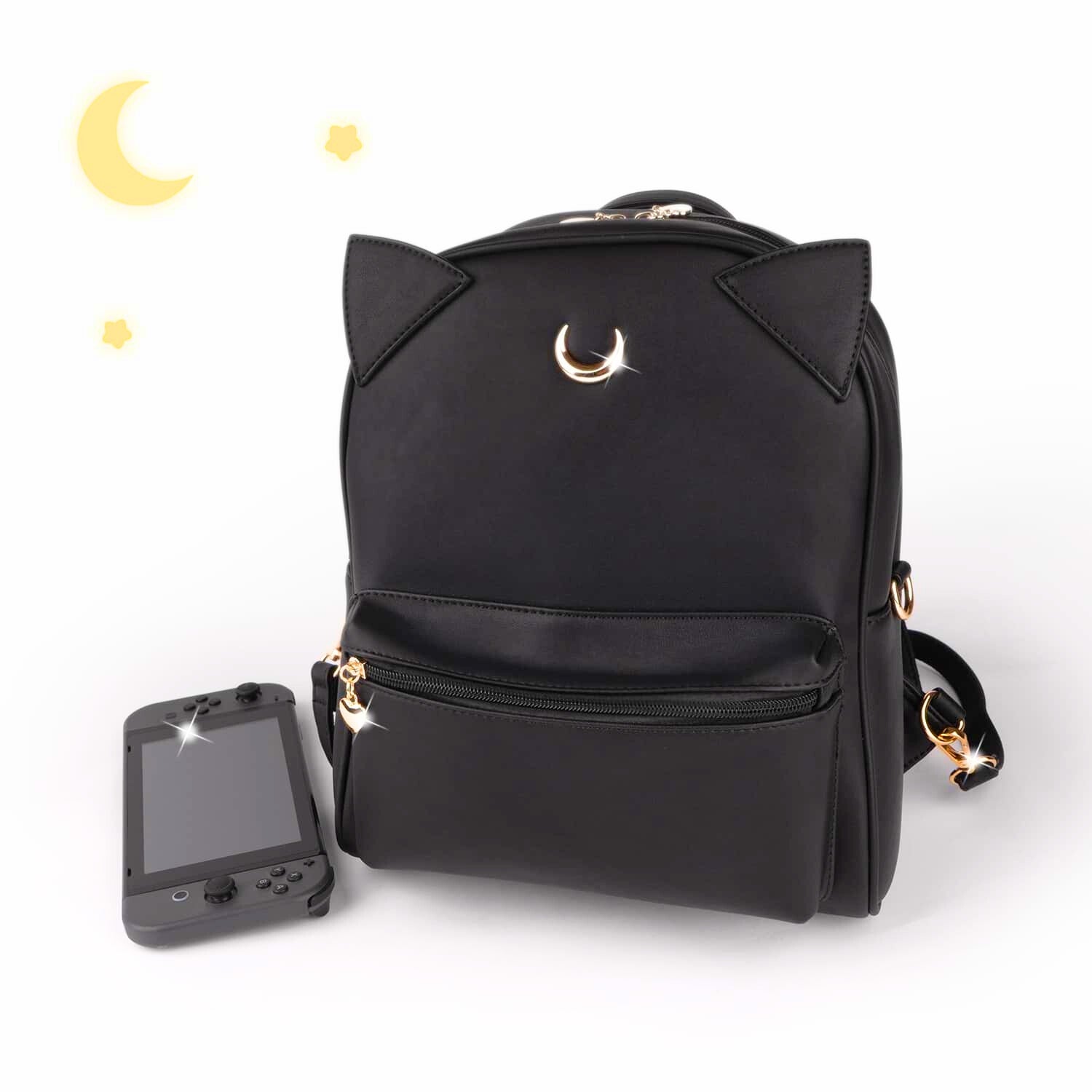 cat ear leather backpack BelugaDesign Moon Backpack