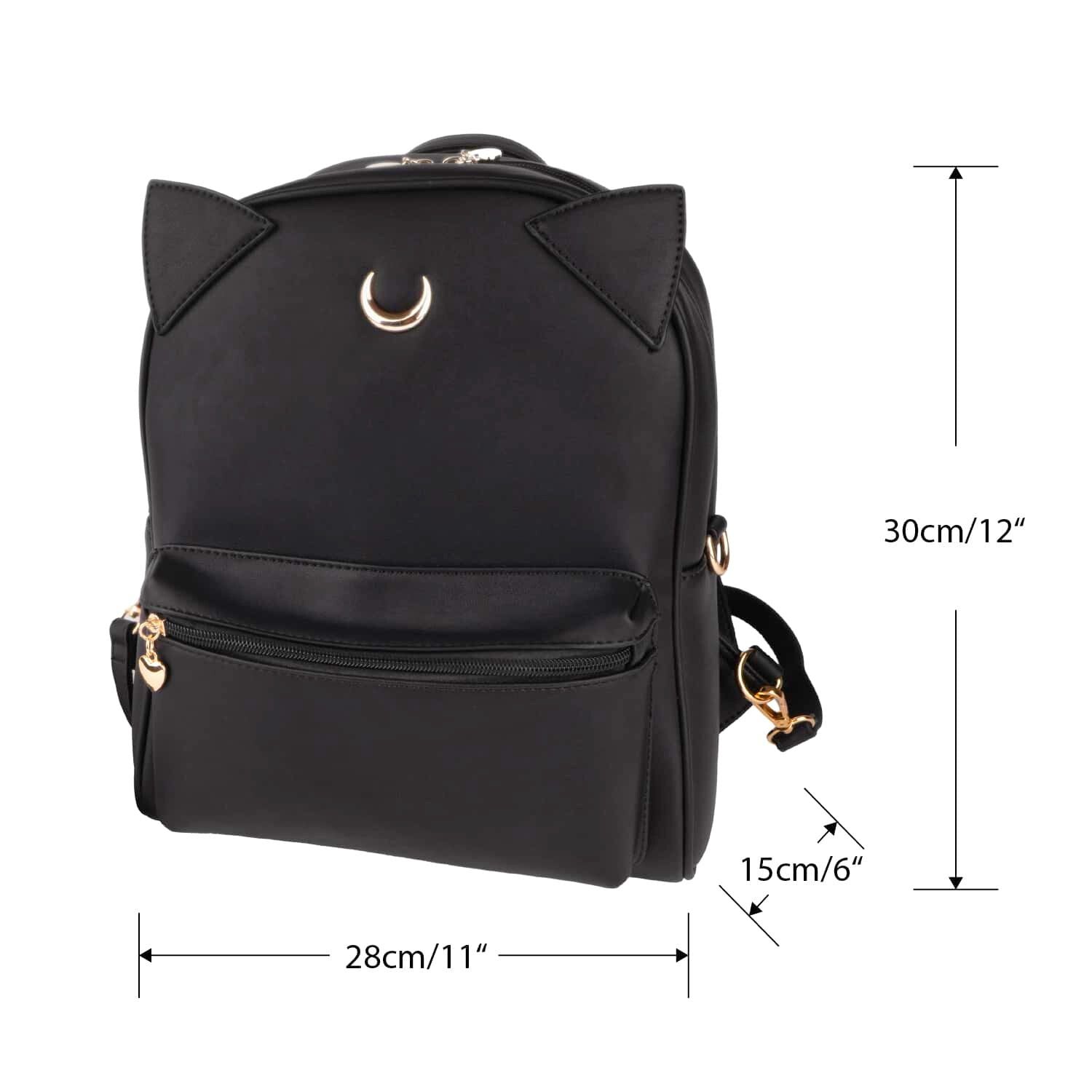 Japanese Mine Sweet Lace Goth Big Bow Cat Ear Backpack BelugaDesign Moon Backpack - Cute Black Anime Cat Ears  main image 2