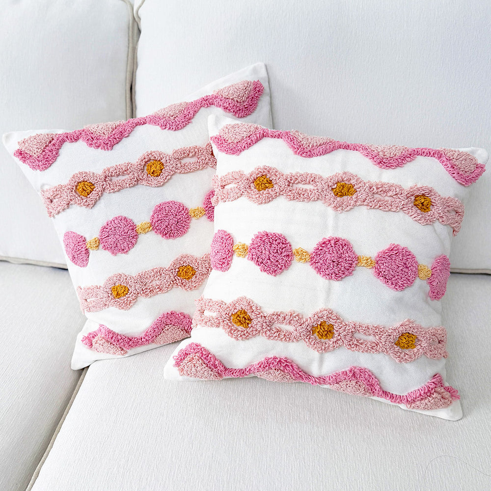 Load image into Gallery viewer, Pink Boho Throw Pillow Covers – 2 Pack
