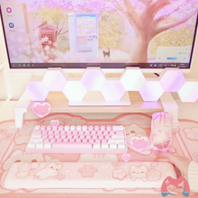 Load and play video in Gallery viewer, Sakura Cat Mousepad - Kawaii Desk Mat Mouse Pad with Wrist Support