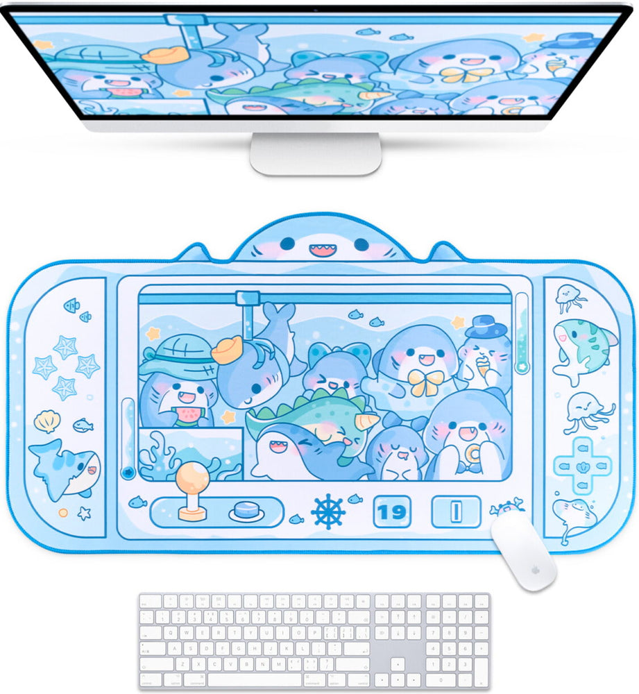 Load image into Gallery viewer, Shark Desk Pad - Cute Blue Ocean Mousepad
