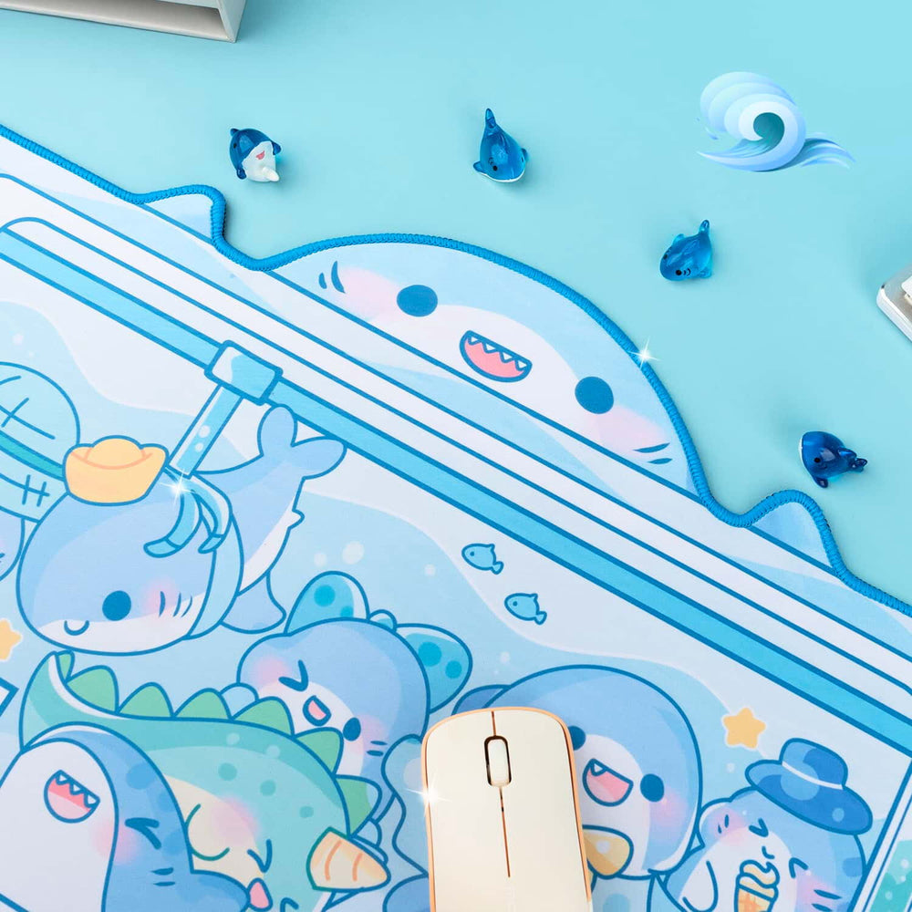 Load image into Gallery viewer, Shark Desk Pad - Cute Blue Ocean Mousepad