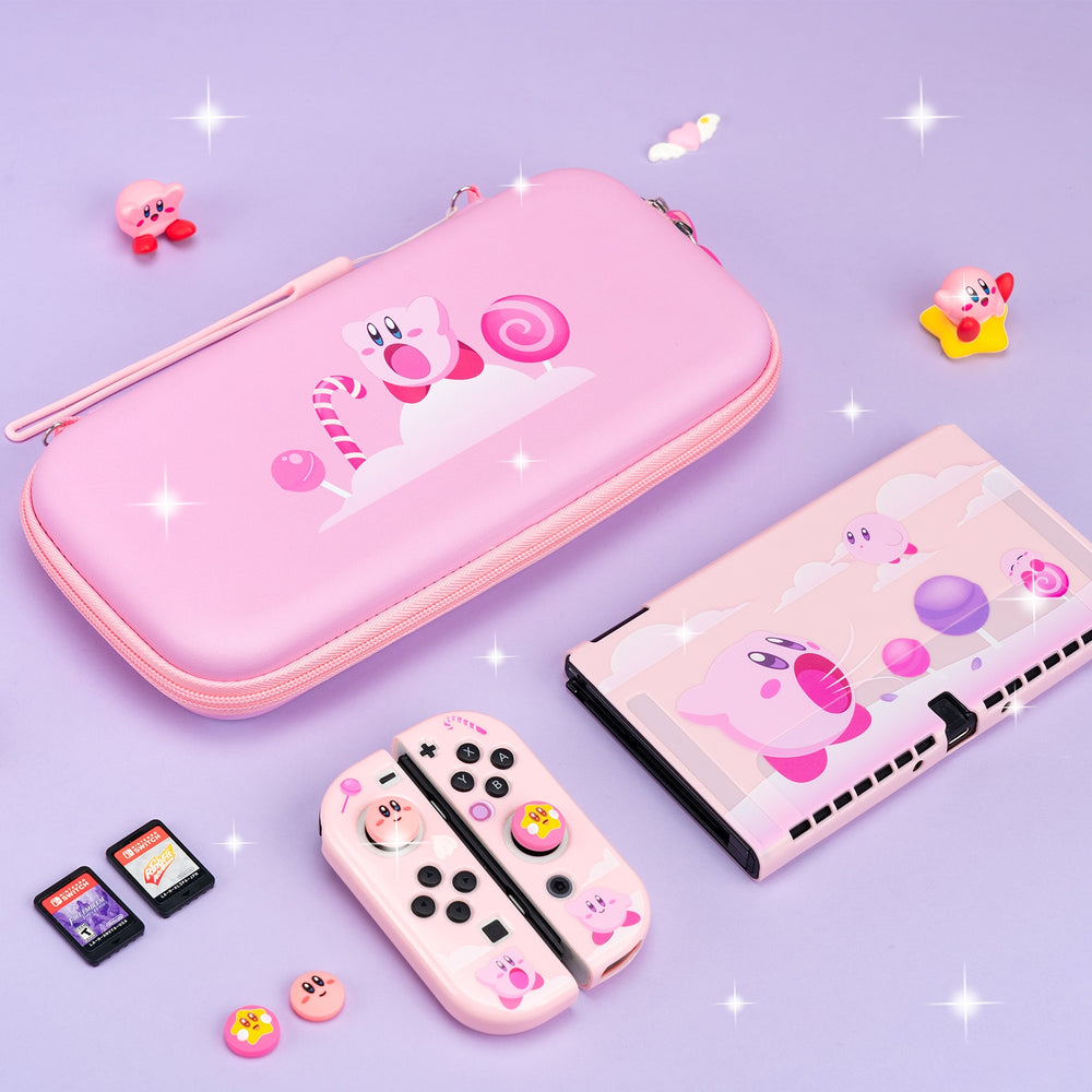 Load image into Gallery viewer, Kirby Bundle – Kawaii Pink Nintendo Switch Standard, Lite, OLED Case Carry Grips