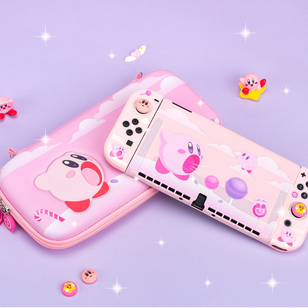 Load image into Gallery viewer, Kirby Bundle – Kawaii Pink Nintendo Switch Standard, Lite, OLED Case Carry Grips
