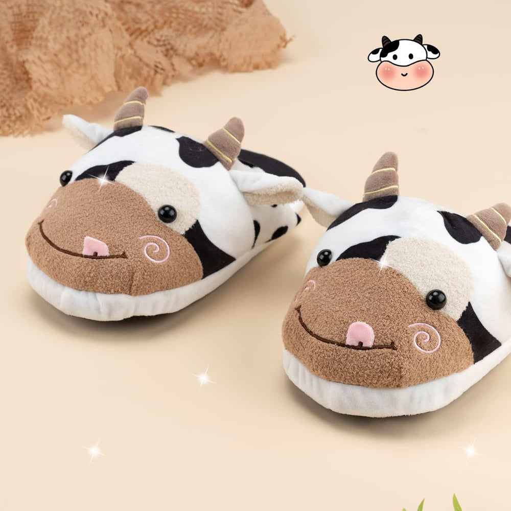 Load image into Gallery viewer, Cow Slippers - Cute Adult Womens Medium Slides
