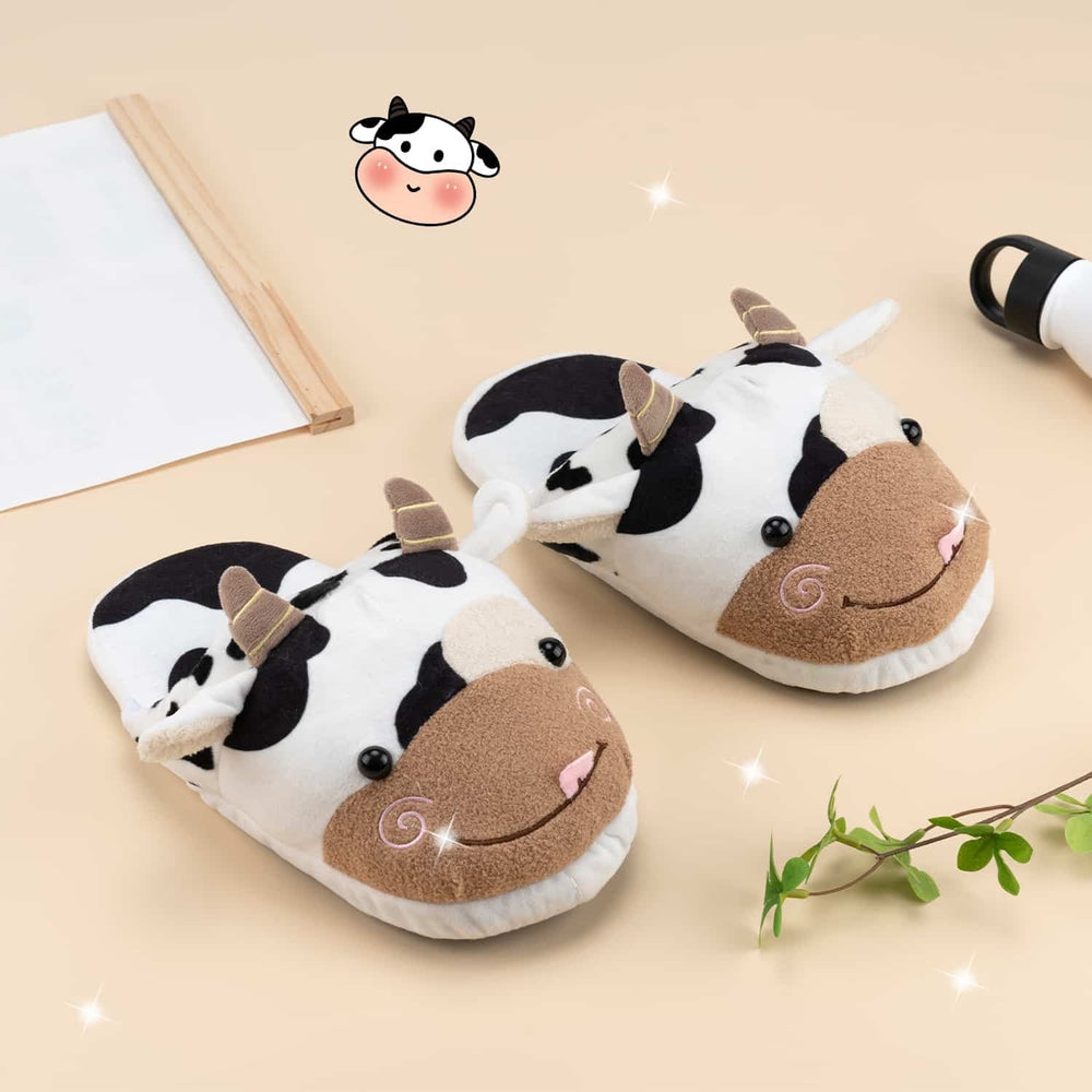 Load image into Gallery viewer, Cow Slippers - Cute Adult Womens Medium Slides
