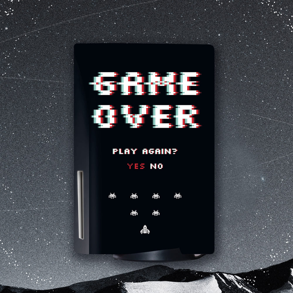 Load image into Gallery viewer, Game Over PS5 Skin - Retro Black Vinyl Sticker for Sony Playstation 5
