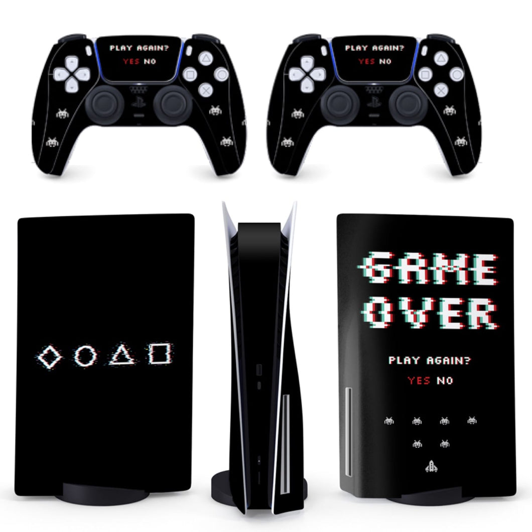 Game Over PS5 Skin - Retro Black Vinyl Sticker for Sony Playstation 5