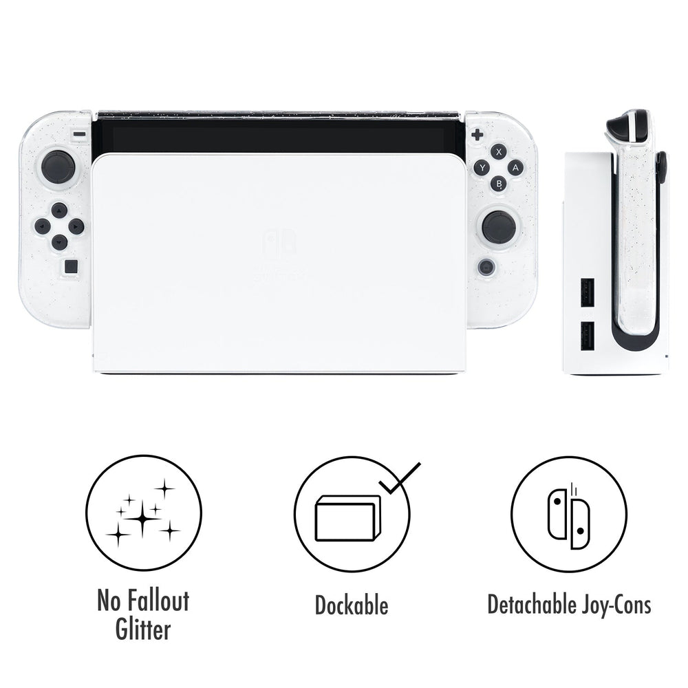 Switch Lite Schutzhülle, Switch Lite Clear Glitter Case, Shiny