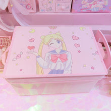 Load image into Gallery viewer, Large Moon Anime Organizer - Pink Foldable Pastel Bin
