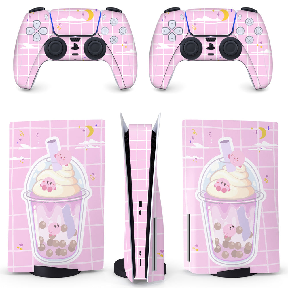 Load image into Gallery viewer, Kirby Boba PS5 Skin - Pink Cute Vinyl Wrap Sticker Sony Playstation 5
