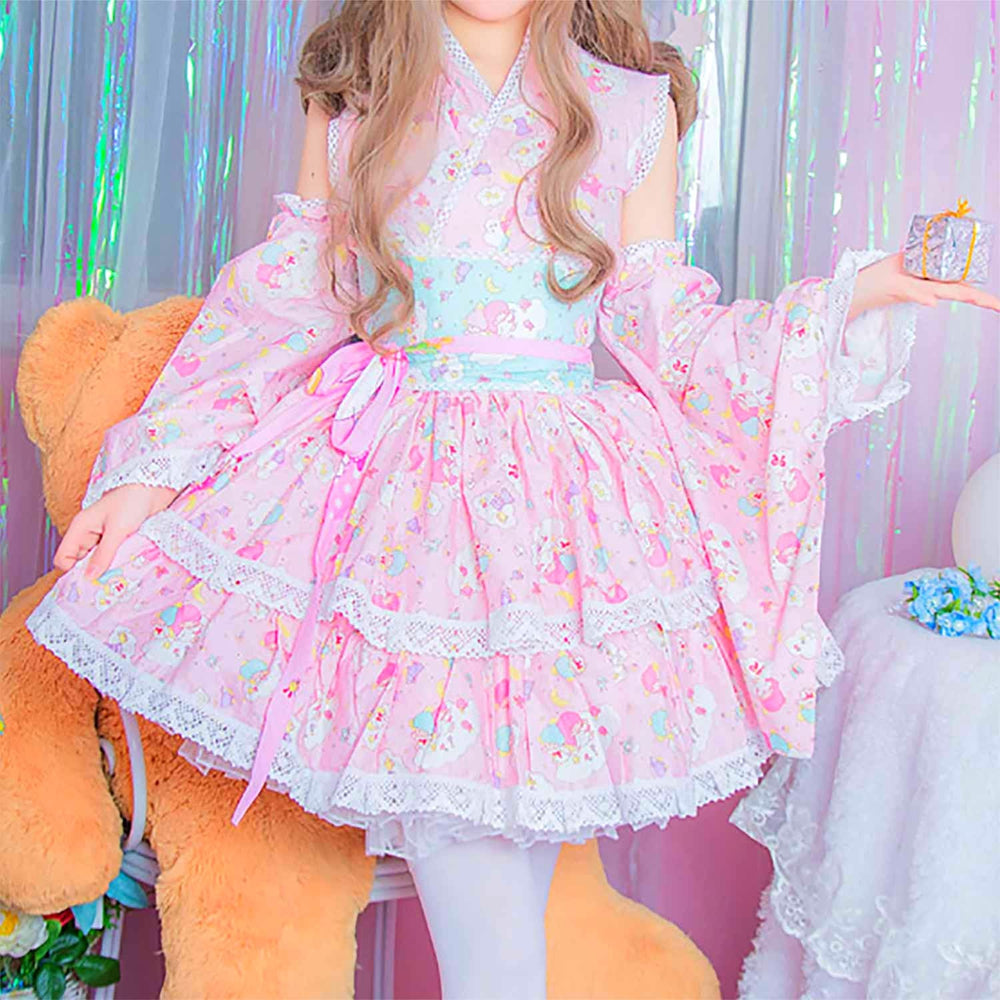 Load image into Gallery viewer, Kawaii Lolita Dress - Pink 8 Piece Kimono
