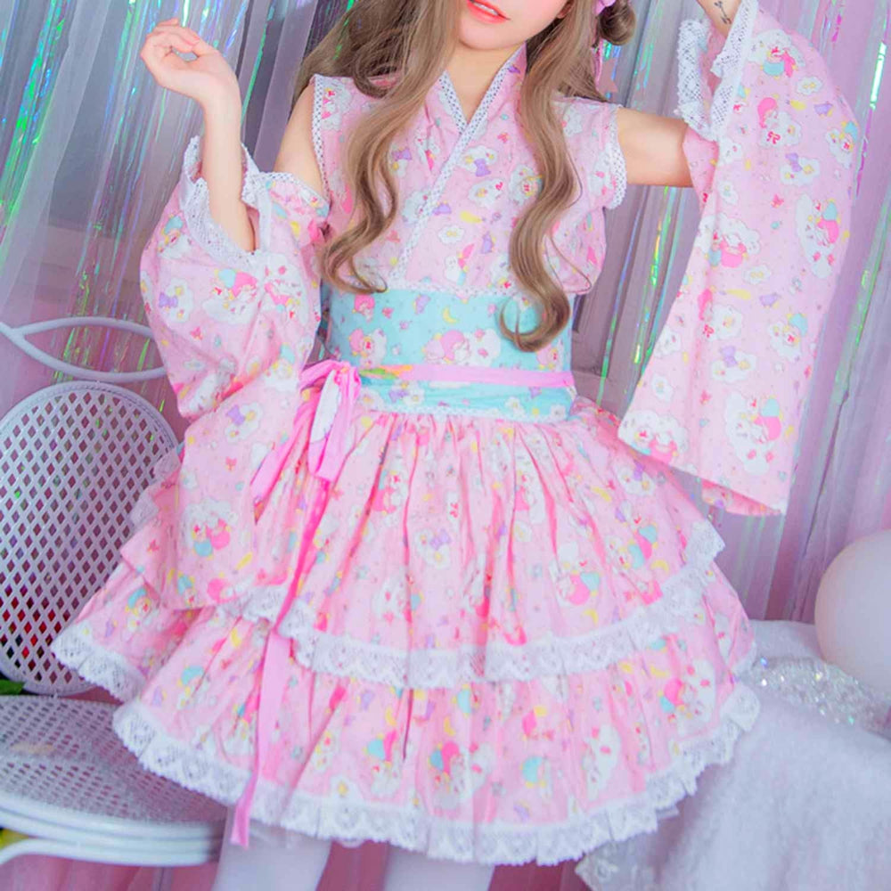 Load image into Gallery viewer, Kawaii Lolita Dress - Pink 8 Piece Kimono
