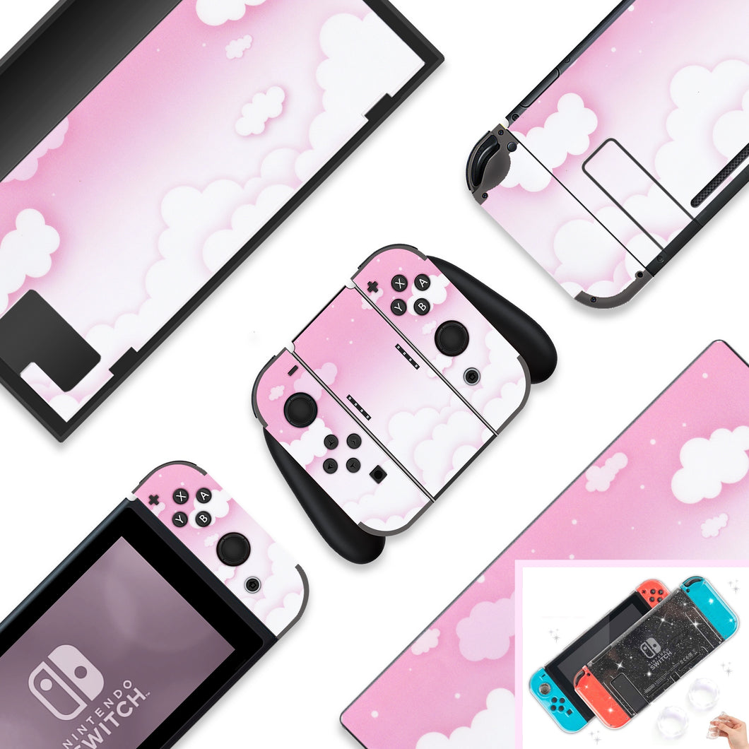 Pink Clouds Switch Skin - Pastel Switch Standard, OLED, Lite Wraps