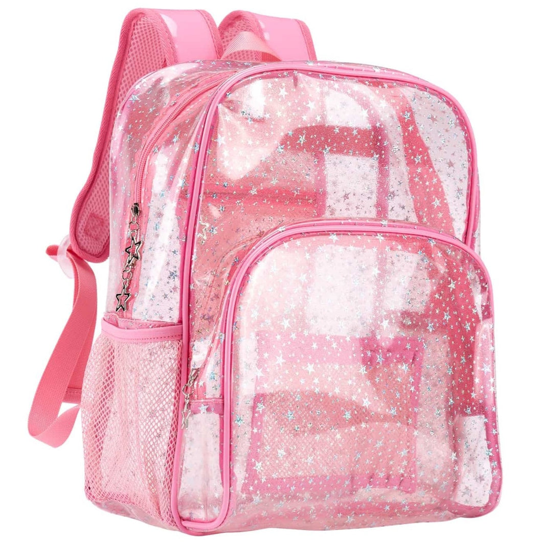 BelugaDesign Glitter Pink Clear Backpack - Kawaii Cute School Supplies for Girls & Women