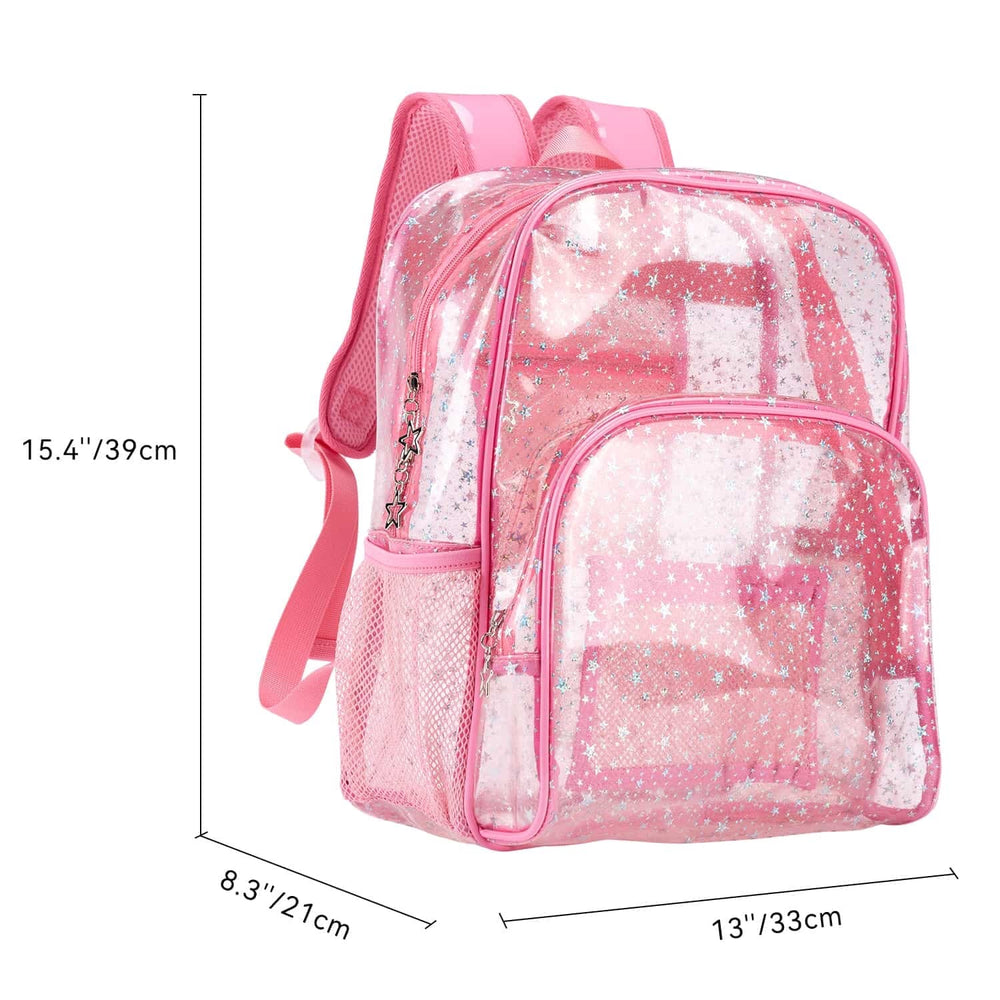 BelugaDesign Glitter Pink Clear Backpack - Kawaii Cute School Supplies for Girls & Women