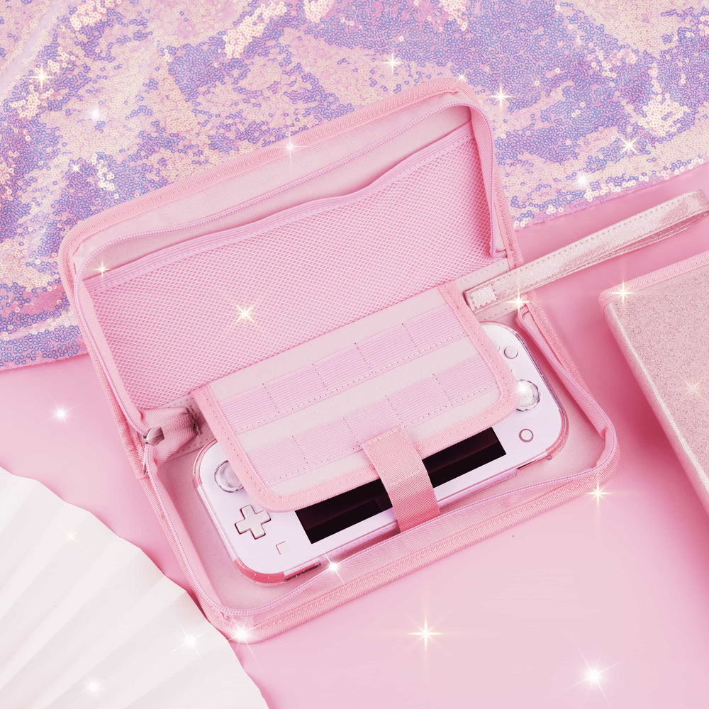 Load image into Gallery viewer, Pink Glitter Carrying Case - Nintendo Switch Lite Standard OLED

