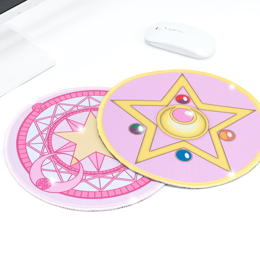 Load image into Gallery viewer, Pink Anime Mousepads - 2 Cute Sakura Moon Mouse Pads
