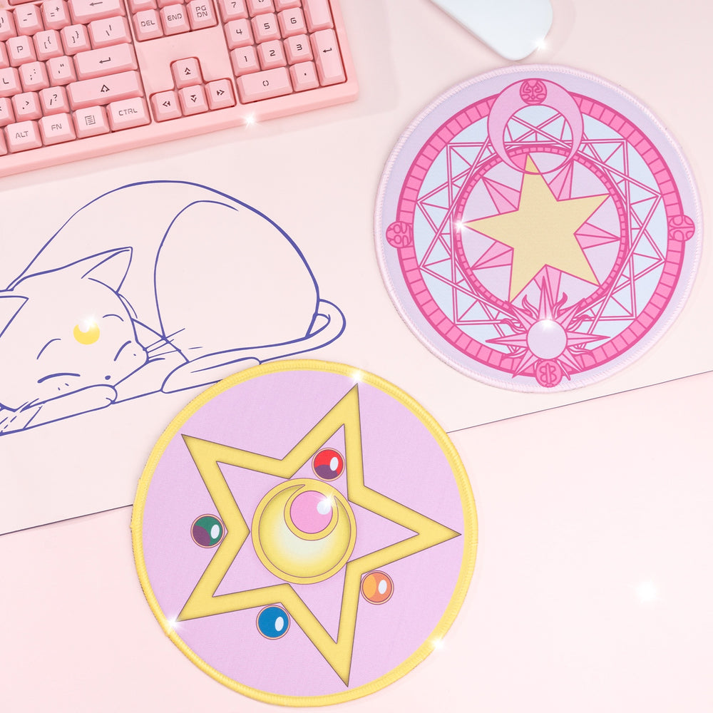 Load image into Gallery viewer, Pink Anime Mousepads - 2 Cute Sakura Moon Mouse Pads
