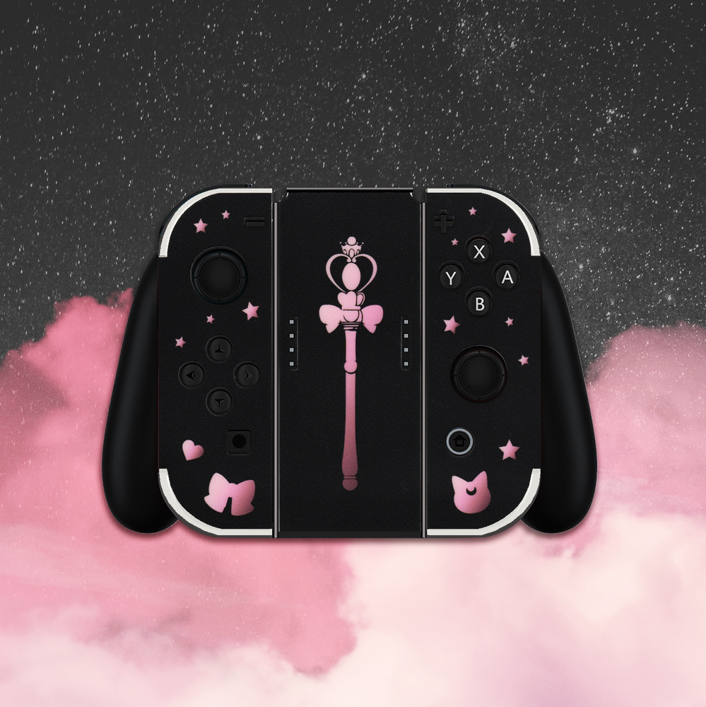 Load image into Gallery viewer, Sailor Moon Skin - Black Pink Anime Cute Nintendo Switch OLED Wrap
