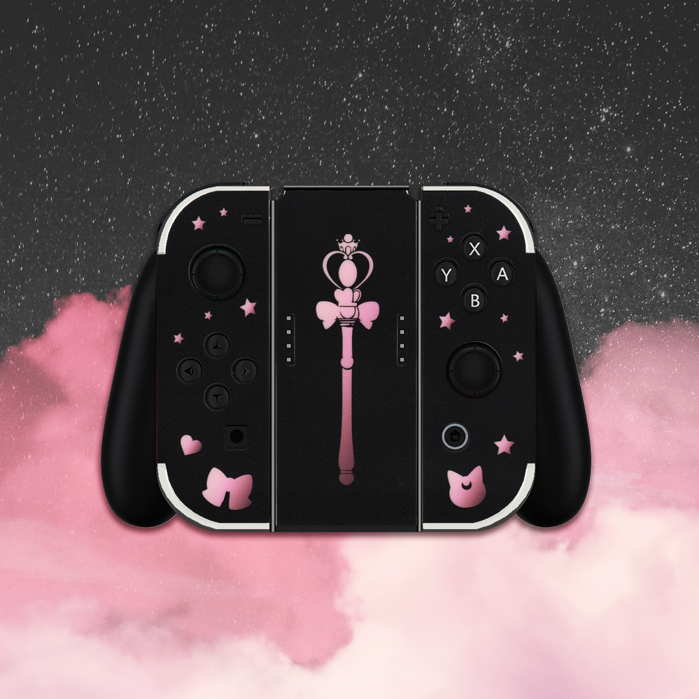 Load image into Gallery viewer, Moon Anime Skin - Black Pink Anime Cute Nintendo Switch OLED Wrap
