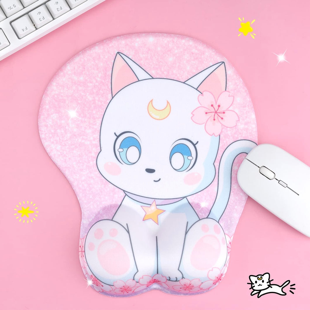 Cat Mouse Pad - Moon Anime Mousepad with Wrist Support