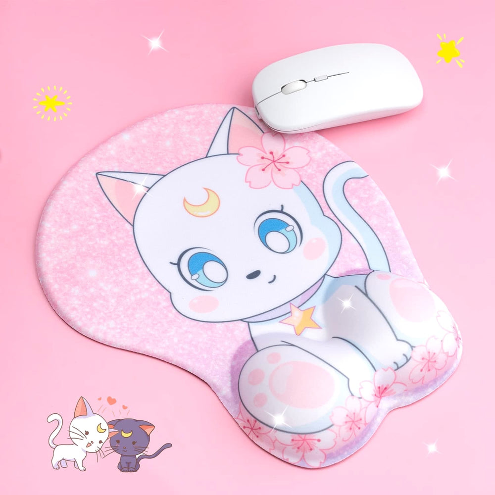 Load image into Gallery viewer, Cat Mouse Pad - Moon Anime Mousepad with Wrist Support
