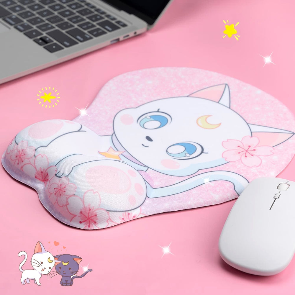 Load image into Gallery viewer, Cat Mouse Pad - Moon Anime Mousepad with Wrist Support
