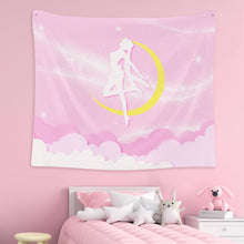 Load image into Gallery viewer, Moon Anime Tapestry - Cute Anime Kawaii Blanket Wall Decor
