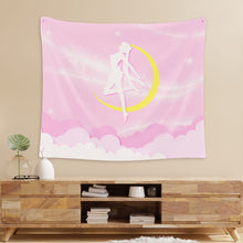 Load image into Gallery viewer, Moon Anime Tapestry - Cute Anime Kawaii Blanket Wall Decor
