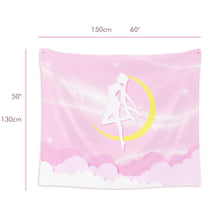 Load image into Gallery viewer, Moon Anime Tapestry - Cute Anime Kawaii Blanket Wall Decor
