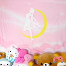 Load and play video in Gallery viewer, Moon Anime Tapestry - Cute Anime Kawaii Blanket Wall Decor
