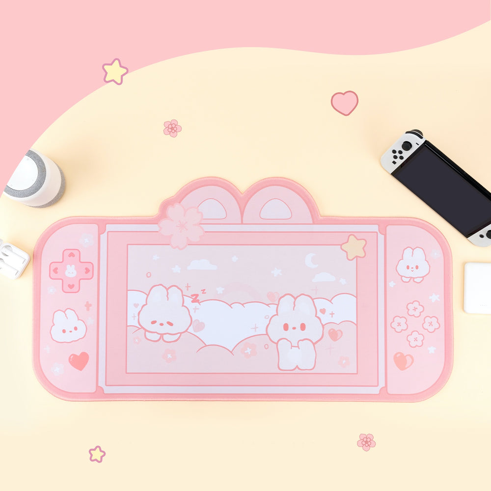Nintendo Rabbit Pink Bunny Pink Desk Mat - Cute Gaming Nintendo Switch Pad – Beluga Design